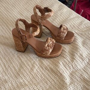 Marc Fisher Woven Brown Platform Sandals